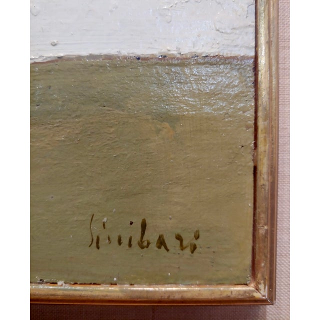 Nicola Simbari -Old Town Landscape With Wine Carts-1956 Oil Painting For Sale - Image 10 of 11