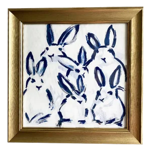 Bunny Hop Acrylic Painting Art Framed Original Painting by Tatiana Duperault