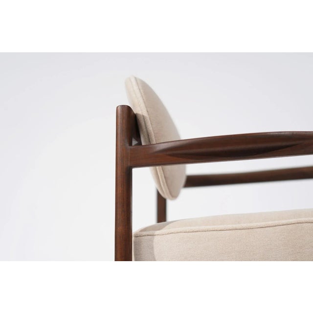 Pair of Jens Risom Walnut Armchairs in Natural Mohair, Circa 1950s For Sale - Image 10 of 11