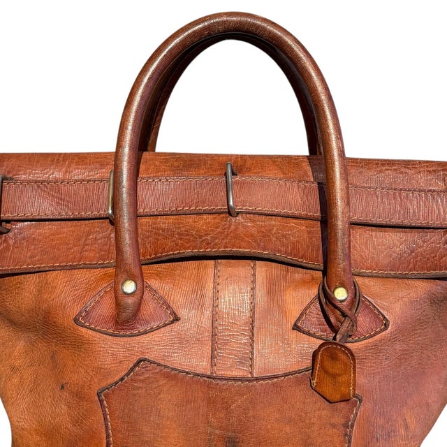 Animal Skin Early/Mid-20th Century French Leather Mailbag For Sale - Image 7 of 10