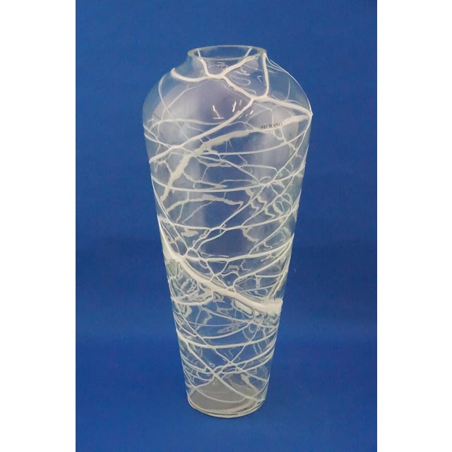 Glass Murano Glass Vase in White Glass Paste Lattice, 1940s For Sale - Image 7 of 18