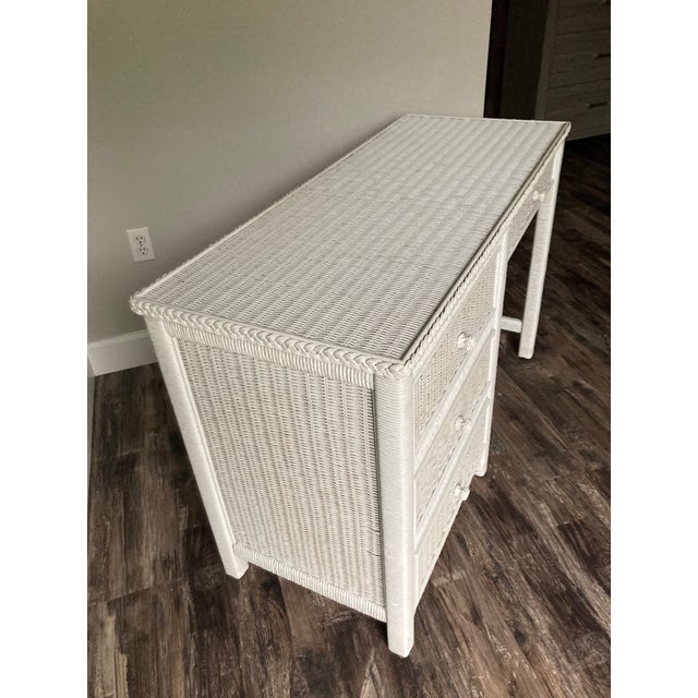 Late 20th Century 20th C Henry Link for Lexington White Wicker Desk For Sale - Image 5 of 11