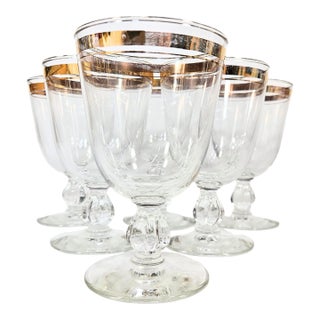 Late 20th Century Gold Rimmed Goblets- Set of 6 For Sale