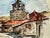 Rustic Henry Emil Salloch Original Watercolor on Paper Traditional Castilian Village, 1973. For Sale - Image 3 of 6