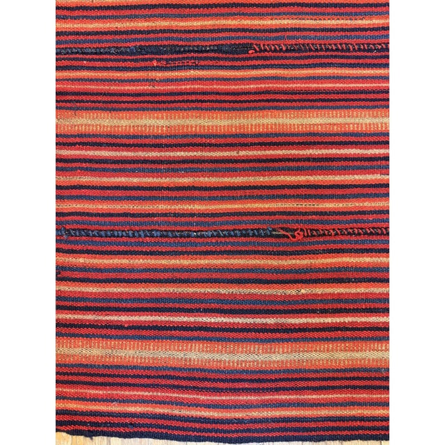 1950s Multicolor Ground Stripe Modern Turkish Kilim Flatweave Small Rug For Sale - Image 4 of 5