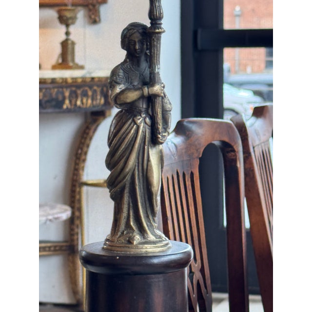 Metal Pair of 19th Century Brass Candlesticks on Marble Bases For Sale - Image 7 of 8