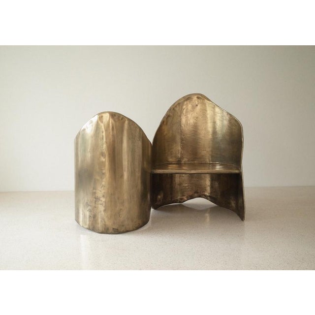 Metal Toi & Moi Loveseat in Polished Brass Resin Over Inox by Atelier Ellery For Sale - Image 7 of 12