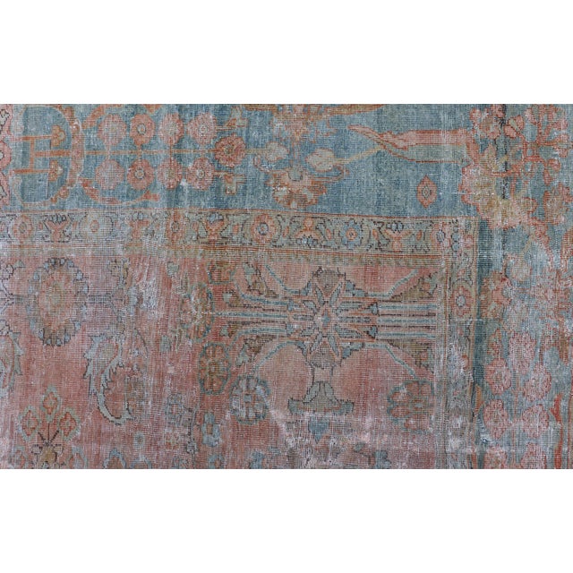 Antique Persian Muted Colored Sultanabad Mahal Rug With All Over Floral Design 9'2 X 11'11 For Sale - Image 4 of 14