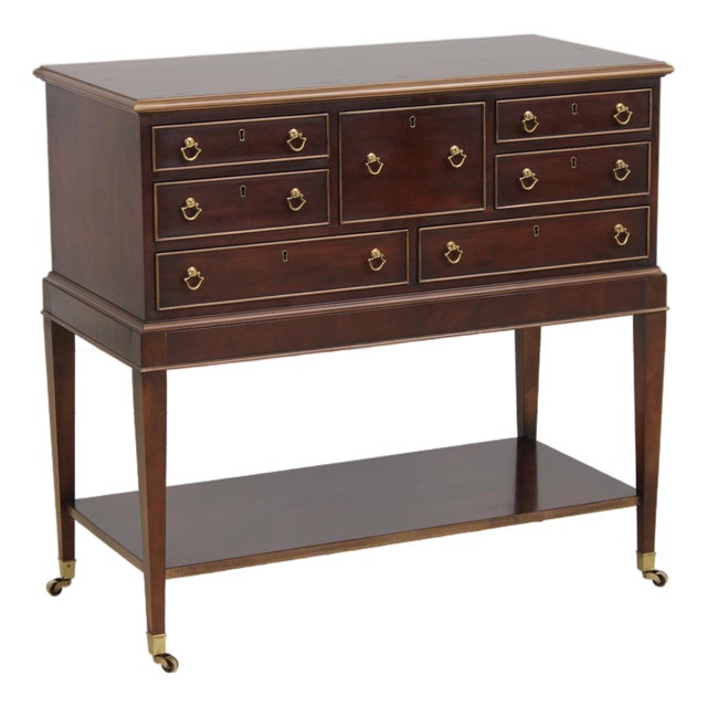 Ej Victor 2 Tier Yew Wood Silver Server Cart For Sale