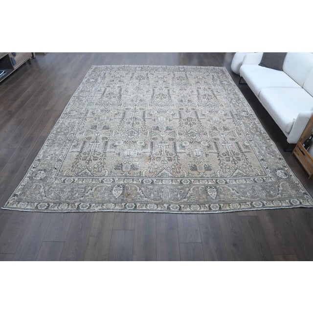 Persian 1960s Vintage Persian Handmade Wool Cotton Grey Area Rug For Sale - Image 3 of 11