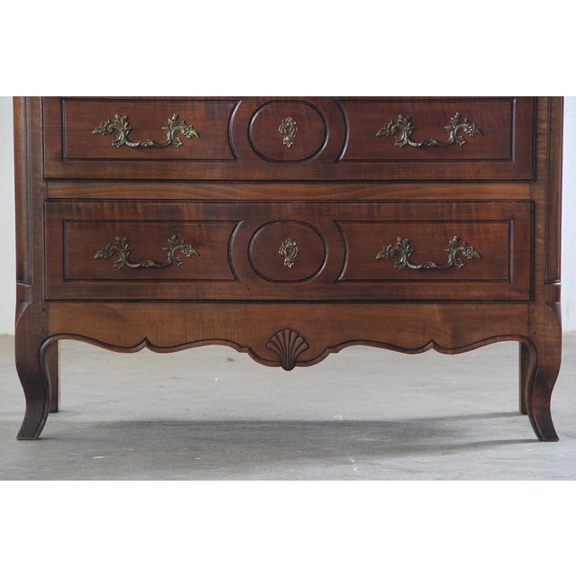 Vintage French Provençal Louis XVI Walnut Commode, 18th Century For Sale - Image 4 of 13