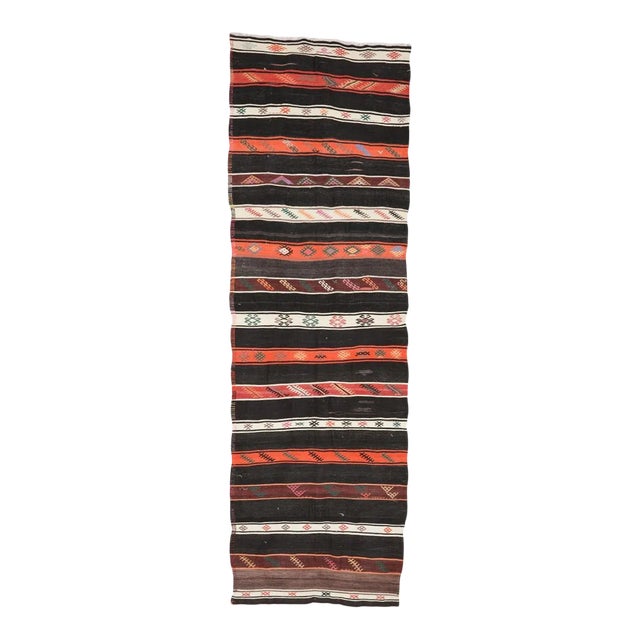 Mid 20th Century Embroidered Vintage Kilim Runner For Sale
