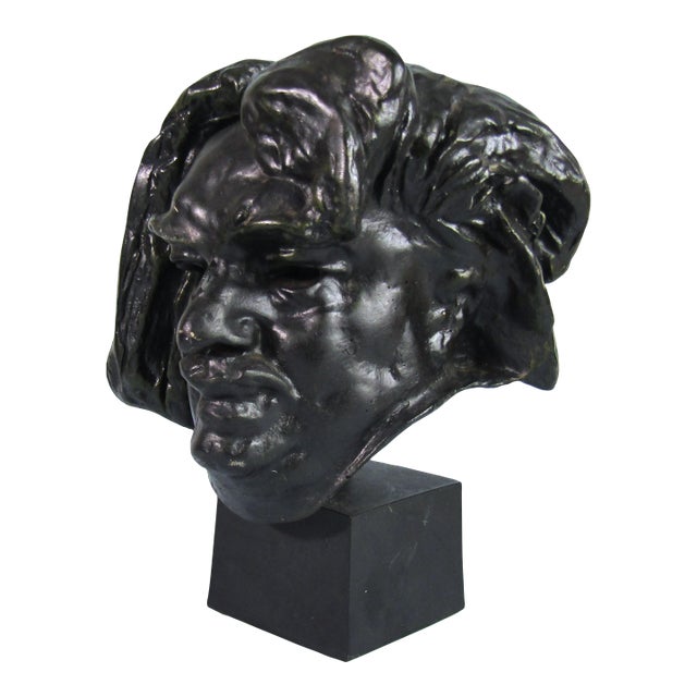 Auguste Rodin Head of Balzac Bronzed Sculpture Museum Reproduction Rudier Foundry Paris For Sale