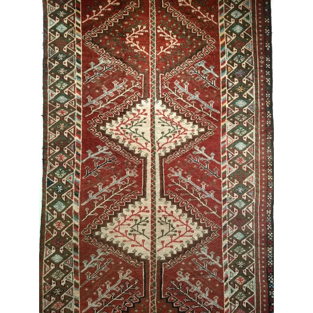 Textile Vintage Persian Shiraz Tribal Area Rug, Handwoven Geometric Pattern, Burgundy & Ivory, 5’ X 10’ For Sale - Image 7 of 12