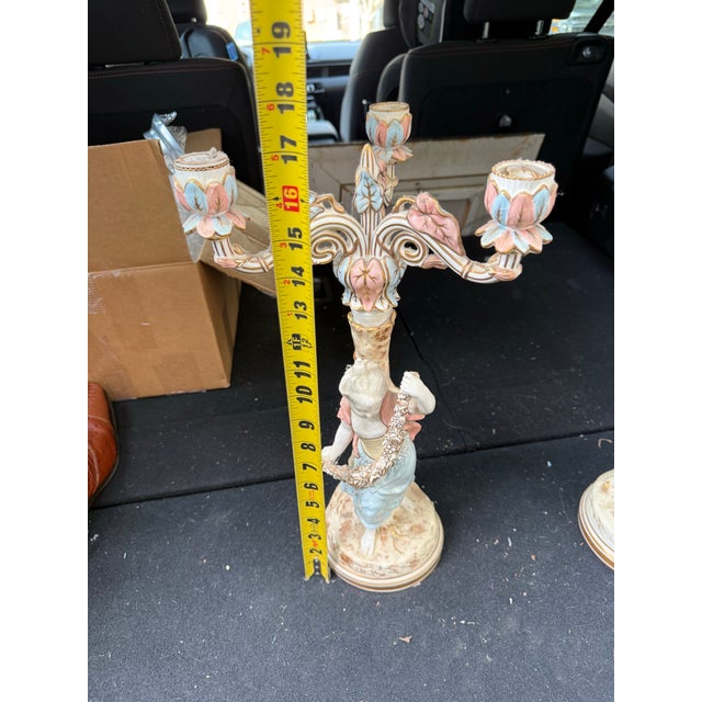 Copeland Antique Copeland Signed 1820s Porcelain Candelabra 17in For Sale - Image 4 of 9