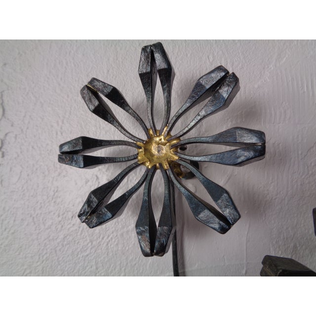 Swedish Brutalist Iron and Gold Flower Wall Sculpture, 1960s For Sale - Image 17 of 18