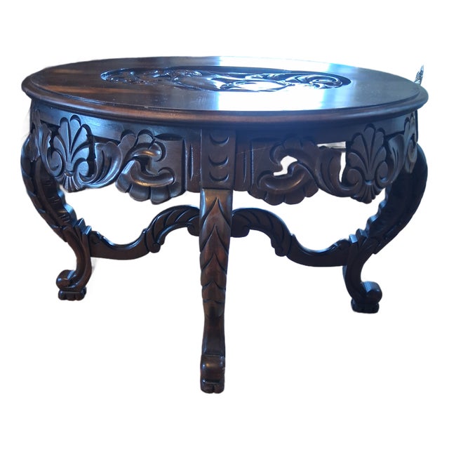 Vintage Carved Walnut Table For Sale