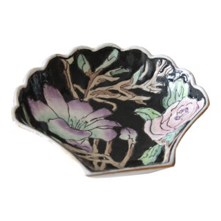 1980's Toyo Scalloped Shell Shaped Floral Trinket Dish For Sale