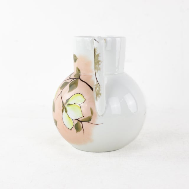 English Vintage Hand-Painted Floral Porcelain Pitcher With Bold Yellow Blossoms For Sale - Image 3 of 10