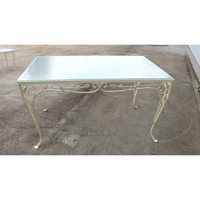 Vintage John Salterini Style Wrought Iron & Glass Dining Table & 4 Wrought Iron Chairs For Sale In Cincinnati - Image 6 of 13