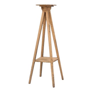 Industrial Painted Wooden Tripod Console Table with Rich Patina, 1890s For Sale