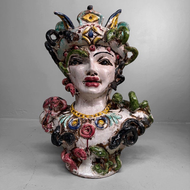Anthropomorphic Ceramic Bust Vase by Gennaro Condurso, Seminara, Italy, 2010s For Sale - Image 17 of 17