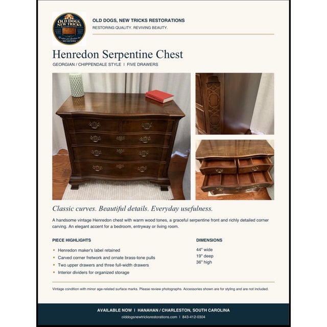 Vintage Henredon Georgian-Style Serpentine Chest With Carved Fretwork For Sale - Image 9 of 10