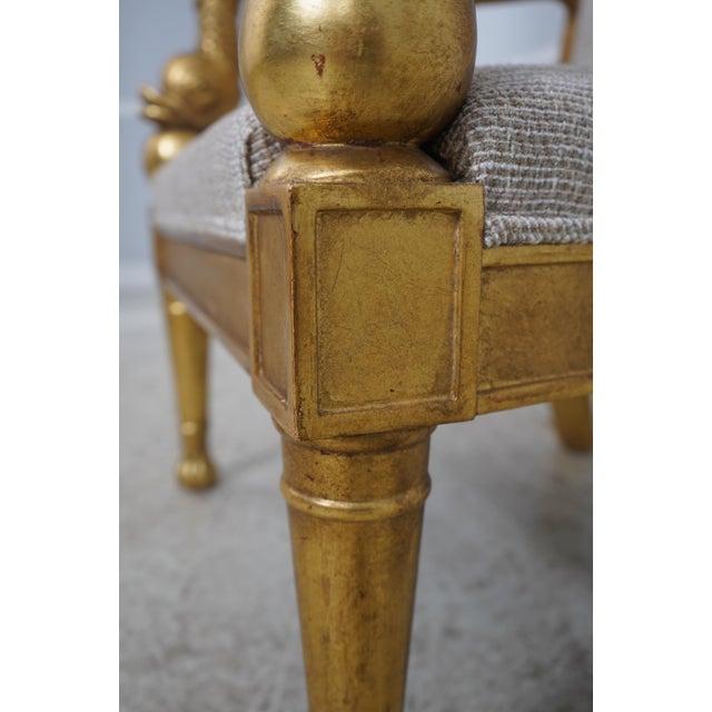 Pair of Neoclassical Gilt Gold Dolphin Open Armchairs For Sale - Image 16 of 18