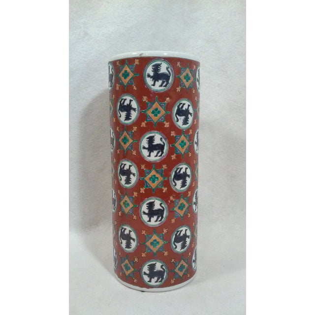 Chinoiserie Foo Dog Porcelain Vase For Sale - Image 4 of 8