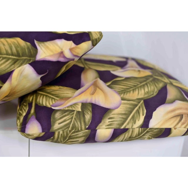 Purple Vintage Calla Lily Pillows in Purple, Green and Yellow - a Pair For Sale - Image 8 of 10
