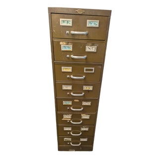 Vintage 8 Draw Art Metal Filing Cabinet For Sale