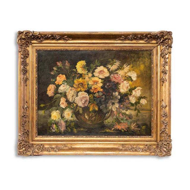 Early 20th Century Still Life with Flowers, 1900, Oil on Board For Sale - Image 5 of 5