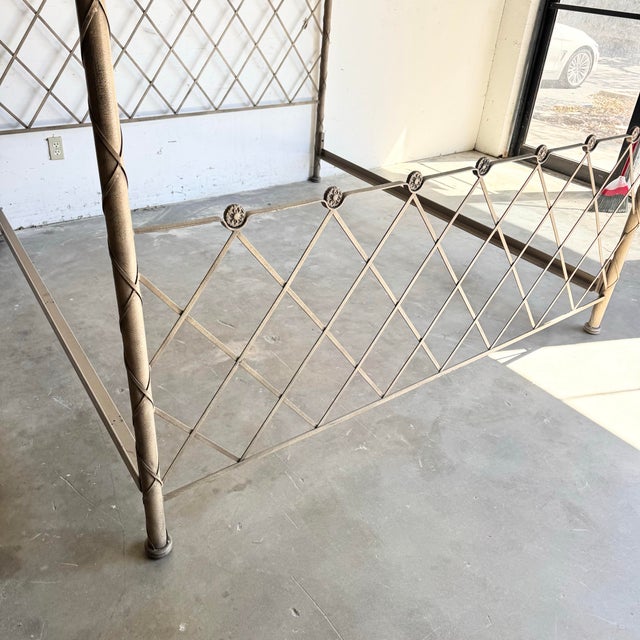 Brown Vintage Hollywood Regency Iron Canopy Bed For Sale - Image 8 of 11