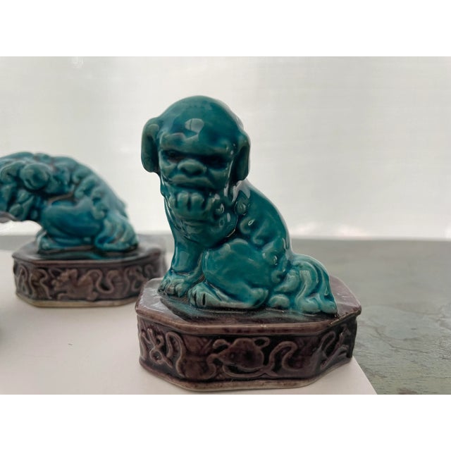 Set of 3 Vintage Ceramic Foo Dogs For Sale - Image 11 of 12