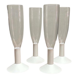 Vintage Modern Frosted Plastic Champagne Flutes - Set of 4 For Sale