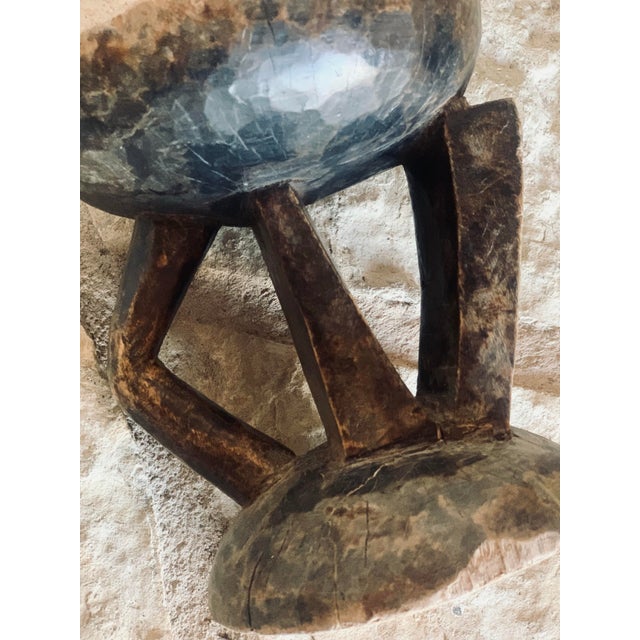 Vintage African Ceremonial Tribal Art Dogon Wood Stool With a Rich Brown Patina For Sale - Image 4 of 12