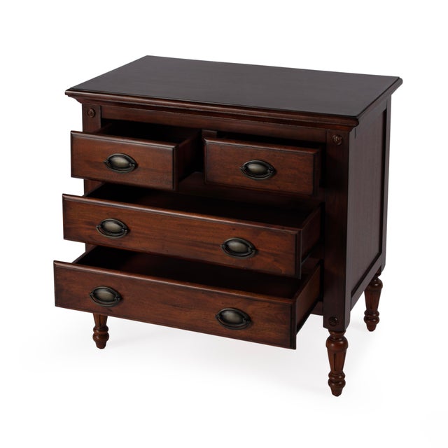 Spritely Home Accent Furniture Easterbrook 31.5 in. W Rectangular Wood 4 Drawer Accent Chest, Cherry For Sale - Image 4 of 9