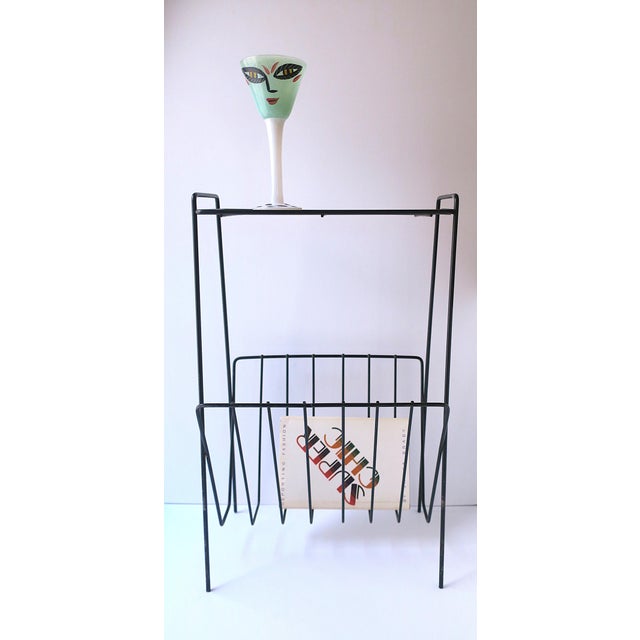 Black Midcentury Modern Side Drinks Table With Rack Black, Circa Mid-20th Century For Sale - Image 8 of 11