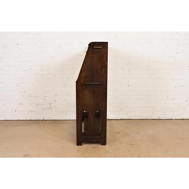 Stickley Brothers Antique Mission Oak Arts & Crafts Drop Front Secretary Desk, Circa 1900 For Sale - Image 12 of 14