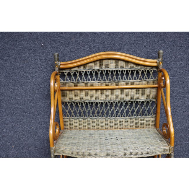 Wood Italian Bamboo and Wicker Etagere For Sale - Image 7 of 15