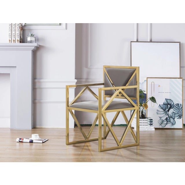 Contemporary Gray Leather X Arm Chair Chairish