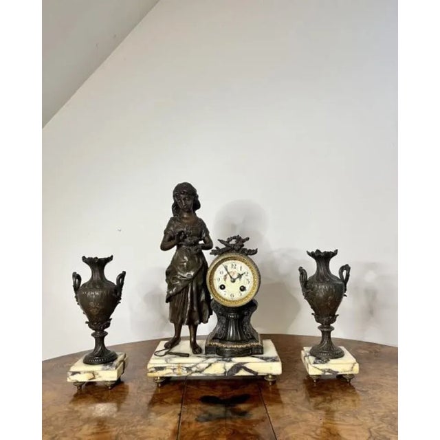 Victorian Clock Garniture, 1860s, Set of 3 For Sale - Image 9 of 9