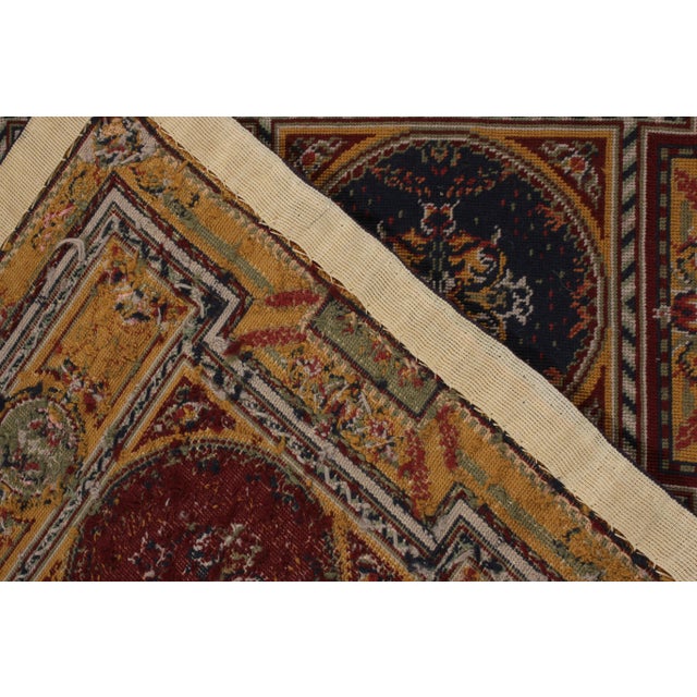 Rug & Kilim Vintage Needlepoint Rug in Gold and Red With Geometric Medallions For Sale - Image 4 of 5