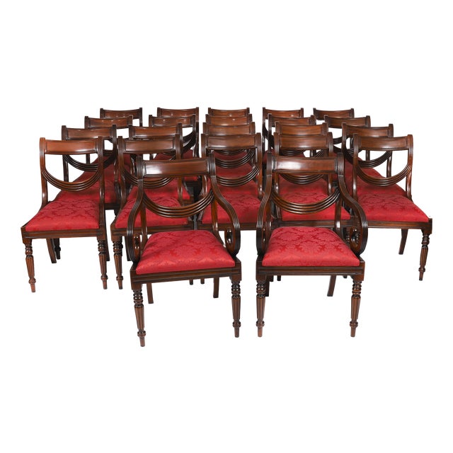 Vintage Regency Revival Swag Back Dining Chairs, Set of 22 For Sale