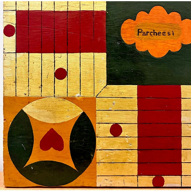 Antique Parcheesi Folk Art Game Board For Sale In San Francisco - Image 6 of 8