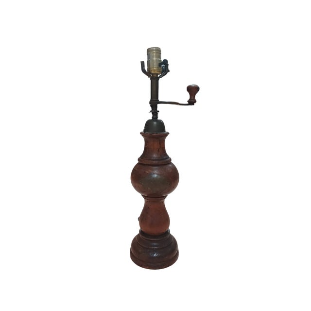 Late 18th Century Antique Wooden Pepper Mill Table Lamp For Sale - Image 5 of 5
