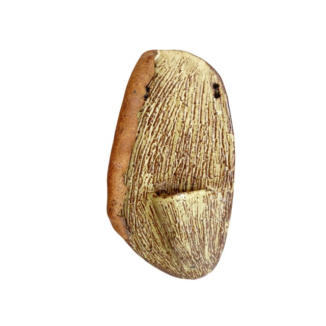 Contemporary Artisan Organic Wall Pocket: Brown Green Ceramic Bud Vase For Sale - Image 3 of 7