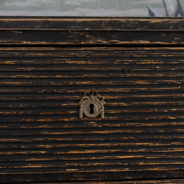 18th Century Swedish Gustavian Period Reeded Commode in Original Black Paint For Sale - Image 11 of 16