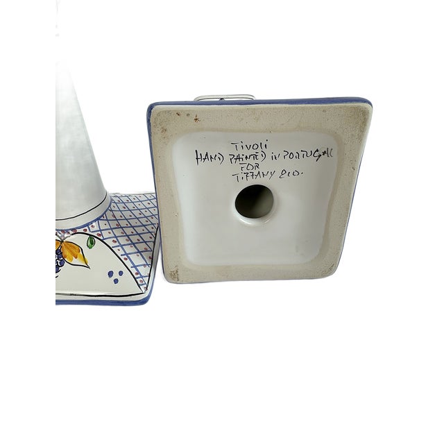 Ceramic Vintage Tiffany & Co. Hand-Painted Portuguese Blue and White Candlesticks - A Pair For Sale - Image 7 of 7