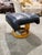 Ekornes Black Leather & Wood Frame Chair and Ottoman For Sale In Las Vegas - Image 6 of 7